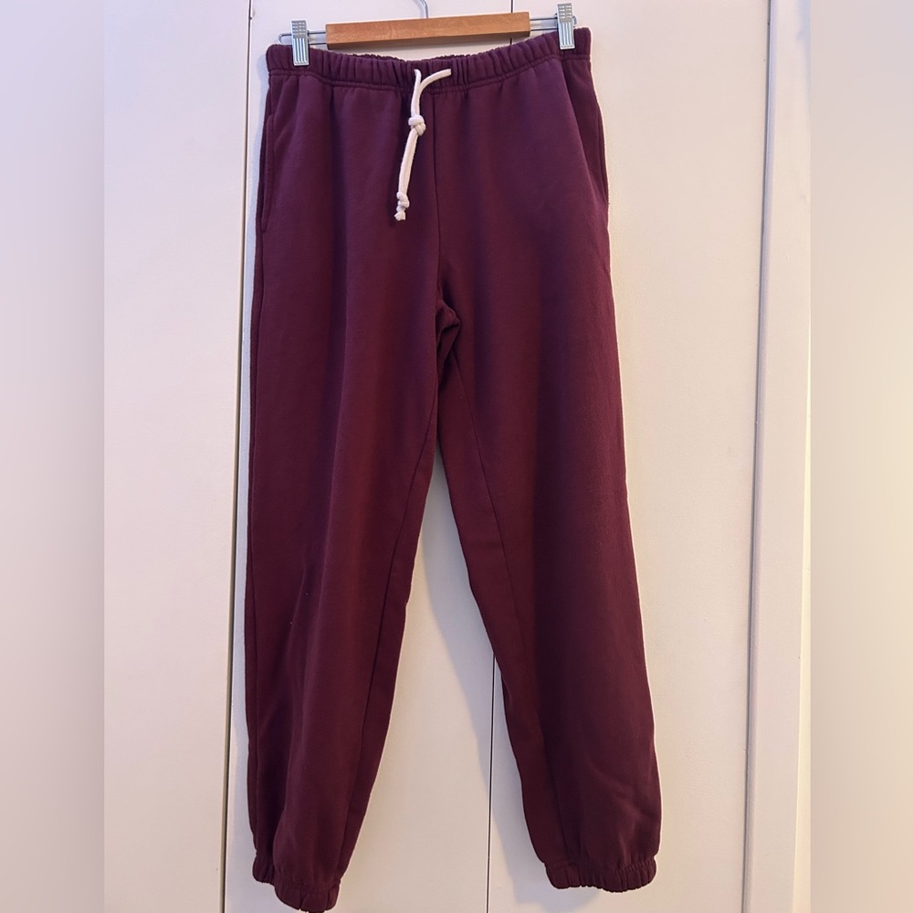 Z Supply Burgundy Jogger Pants with White Drawstring